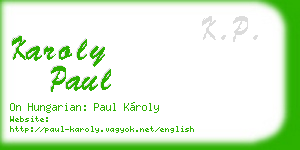 karoly paul business card